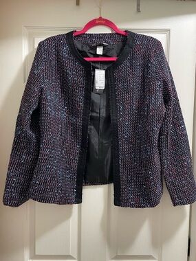 NWT Christopher & Banks Black Multi-Color Tweed Blazer Jacket PXL Petite XL